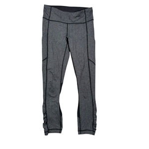 lululemon Pace Rival Crop Womens Size 4 Black Pattern Herringbone Run Workout